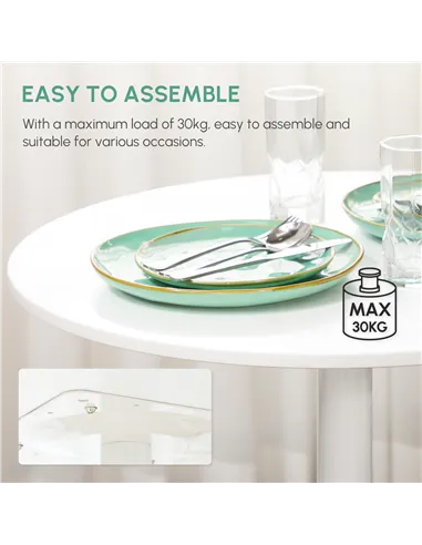 HOMCOM 75H x Φ70cm Two-Person Minimalistic Dining Table - White