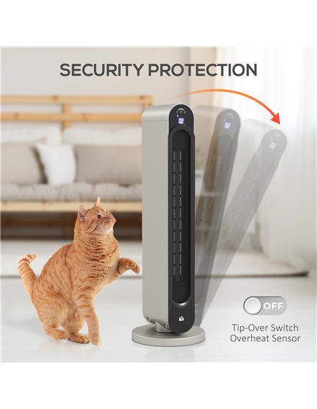 HOMCOM 2kW PTC Ceramic Tower Heater, 10-35°C Temperature Range