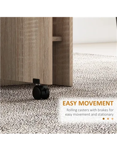 HOMCOM Folding Dining Table, Drop Leaf Table for Small Spaces with 2-tier Shelves, Small Kitchen Table with Rolling Casters, Nat