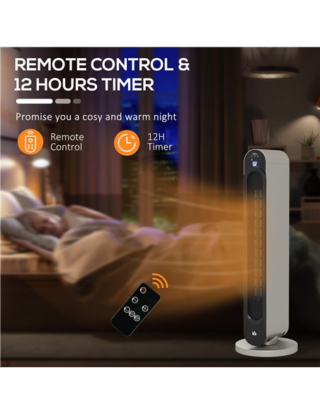 HOMCOM 2kW PTC Ceramic Tower Heater, 10-35°C Temperature Range