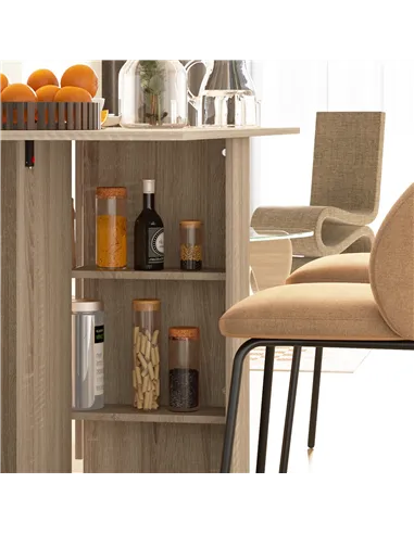 HOMCOM Folding Dining Table, Drop Leaf Table for Small Spaces with 2-tier Shelves, Small Kitchen Table with Rolling Casters, Nat