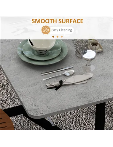 HOMCOM Mobile Drop Leaf Table, Folding Dining Table with 6 Wheels & Brakes, Kitchen Table for Small Spaces, Grey Marble Effect