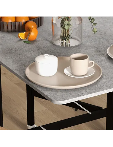 HOMCOM Mobile Drop Leaf Table, Folding Dining Table with 6 Wheels & Brakes, Kitchen Table for Small Spaces, Grey Marble Effect