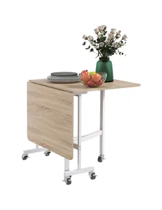 HOMCOM 4-6 Person Drop Leaf Dining Table - Oak