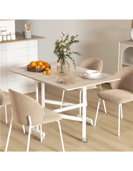 HOMCOM 4-6 Person Drop Leaf Dining Table - Oak
