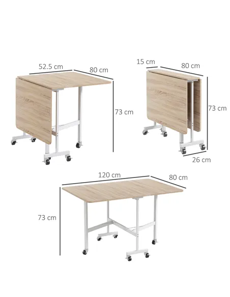 HOMCOM 4-6 Person Drop Leaf Dining Table - Oak
