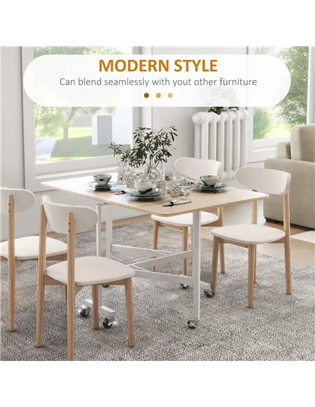 HOMCOM 4-6 Person Drop Leaf Dining Table - Oak