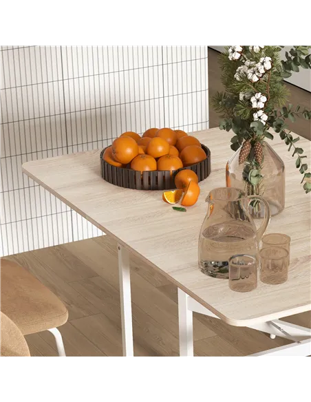HOMCOM 4-6 Person Drop Leaf Dining Table - Oak