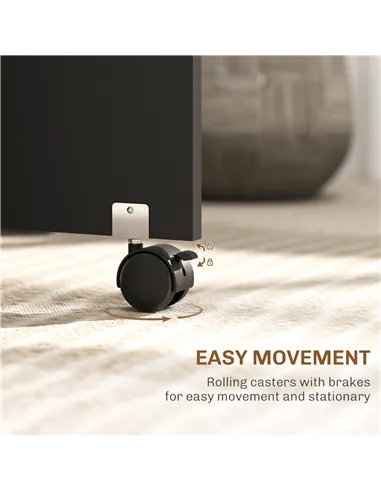 HOMCOM Folding Dining Table, Drop Leaf Table with 2-Tier Shelves, Rolling Casters, for Small Spaces, Kitchen, Oak and Black