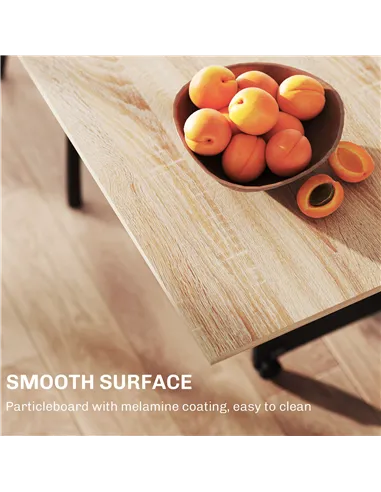 HOMCOM Folding Dining Table, Drop Leaf Table with 2-Tier Shelves, Rolling Casters, for Small Spaces, Kitchen, Oak and Black