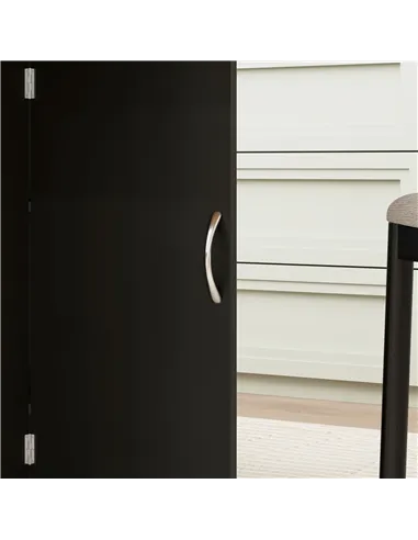 HOMCOM Folding Dining Table, Drop Leaf Table with 2-Tier Shelves, Rolling Casters, for Small Spaces, Kitchen, Oak and Black