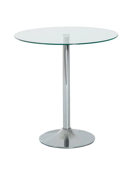 HOMCOM Round Dining Table, Modern Dining Room Table with Tempered Glass Top, Steel Base, Space Saving Small Bar Table