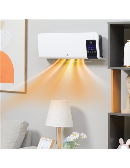 HOMCOM 2000W Wall-Mounted Heater, 18-45°C Temperature, White