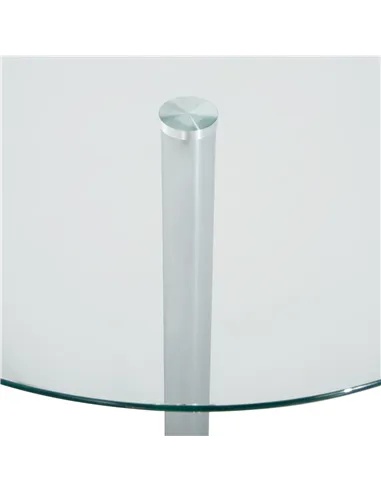 HOMCOM Round Dining Table, Modern Dining Room Table with Tempered Glass Top, Steel Base, Space Saving Small Bar Table