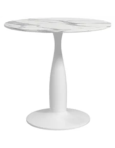 HOMCOM Small 2-Person Dining Table, Elegant Design Table with Steel Base and Non-slip Foot Pad, White and Grey