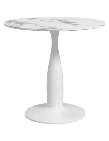 HOMCOM Small 2-Person Dining Table, Elegant Design Table with Steel Base and Non-slip Foot Pad, White and Grey
