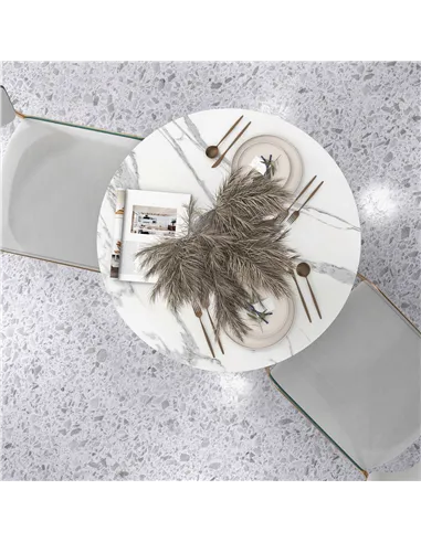 HOMCOM Small 2-Person Dining Table, Elegant Design Table with Steel Base and Non-slip Foot Pad, White and Grey