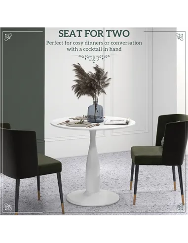 HOMCOM Round Dining Table, Modern Dining Room Table with Steel Base, Non-slip Foot Pad, Space Saving Small Dining Table