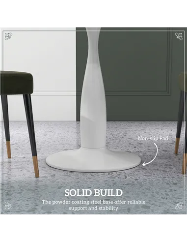 HOMCOM Round Dining Table, Modern Dining Room Table with Steel Base, Non-slip Foot Pad, Space Saving Small Dining Table