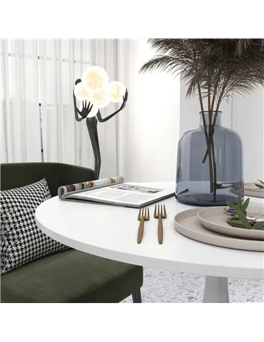 HOMCOM Round Dining Table, Modern Dining Room Table with Steel Base, Non-slip Foot Pad, Space Saving Small Dining Table