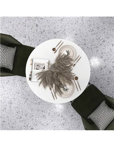 HOMCOM Round Dining Table, Modern Dining Room Table with Steel Base, Non-slip Foot Pad, Space Saving Small Dining Table