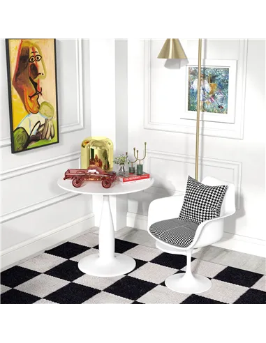 HOMCOM Round Dining Table, Modern Dining Room Table with Steel Base, Non-slip Foot Pad, Space Saving Small Dining Table