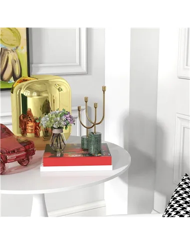 HOMCOM Round Dining Table, Modern Dining Room Table with Steel Base, Non-slip Foot Pad, Space Saving Small Dining Table