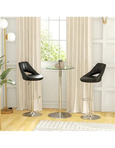 HOMCOM High Top Bar Table, Round Kitchen Table with Tempered Glass Top and Steel Base, Bistro Table for 2 People, Clear