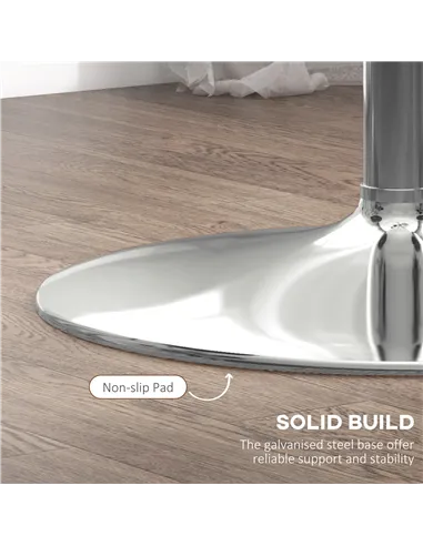 HOMCOM High Top Bar Table, Round Kitchen Table with Tempered Glass Top and Steel Base, Bistro Table for 2 People, Clear