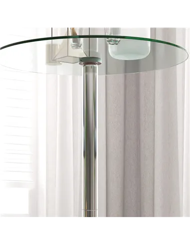 HOMCOM High Top Bar Table, Round Kitchen Table with Tempered Glass Top and Steel Base, Bistro Table for 2 People, Clear