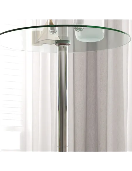 HOMCOM High Top Bar Table, Round Kitchen Table with Tempered Glass Top and Steel Base, Bistro Table for 2 People, Clear