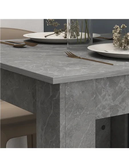 HOMCOM Square Dining Table, Modern Dining Room Table with Faux Cement Effect, Space Saving Small Dining Table