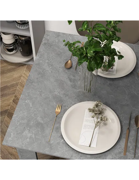 HOMCOM Square Dining Table, Modern Dining Room Table with Faux Cement Effect, Space Saving Small Dining Table