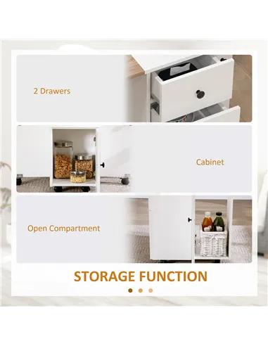 HOMCOM Multi-Storage Six-Person Drop Leaf Dining Table -  Oak and White