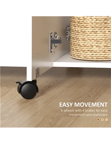 HOMCOM Multi-Storage Six-Person Drop Leaf Dining Table -  Oak and White