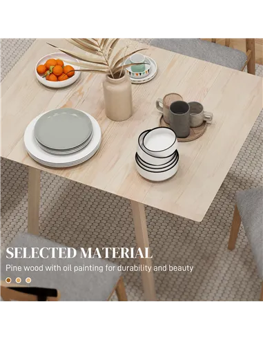 HOMCOM Solid Wood Folding Dining Table, Drop Leaf Table for 2-4 People,  Rectangle Kitchen Table for Small Space, Natural Wood F