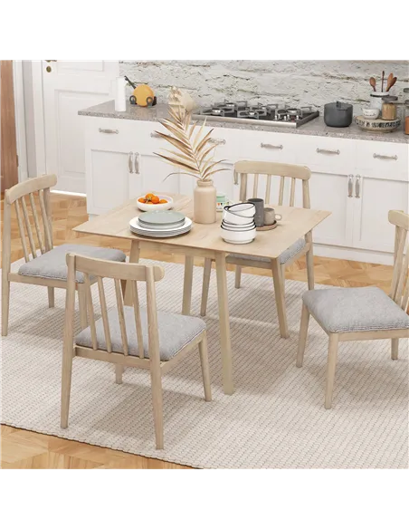 HOMCOM Solid Wood Folding Dining Table, Drop Leaf Table for 2-4 People,  Rectangle Kitchen Table for Small Space, Natural Wood F