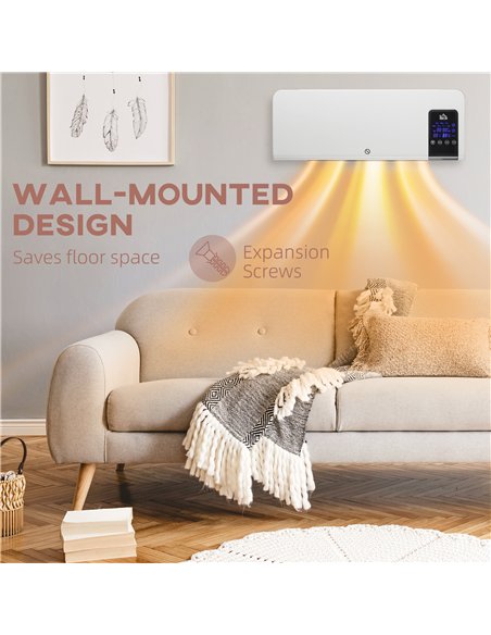 HOMCOM 2000W Wall-Mounted Heater, 18-45°C Temperature, White