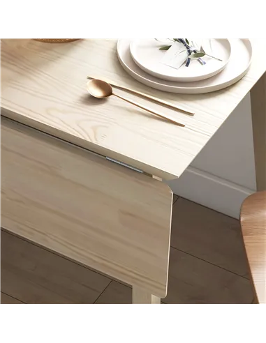 HOMCOM Solid Wood Folding Dining Table, Drop Leaf Table for 2-4 People,  Rectangle Kitchen Table for Small Space, Natural Wood F