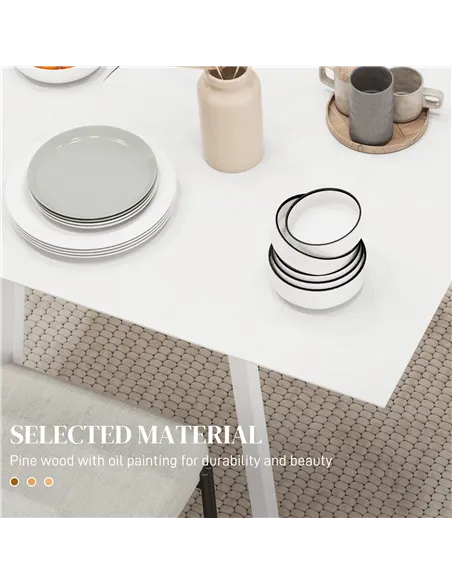 HOMCOM Solid Wood Folding Dining Table, Drop Leaf Table for 2-4 People, Rectangle Kitchen Table for Small Space, White