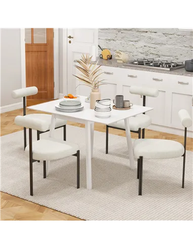 HOMCOM Solid Wood Folding Dining Table, Drop Leaf Table for 2-4 People, Rectangle Kitchen Table for Small Space, White