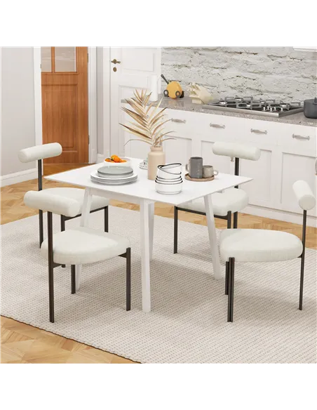 HOMCOM Solid Wood Folding Dining Table, Drop Leaf Table for 2-4 People, Rectangle Kitchen Table for Small Space, White