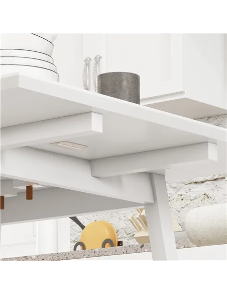 HOMCOM Solid Wood Folding Dining Table, Drop Leaf Table for 2-4 People, Rectangle Kitchen Table for Small Space, White