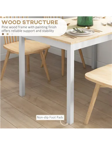 HOMCOM Four-Seater Farmhouse-Style Wooden Table