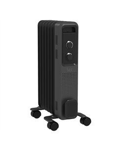 HOMCOM 1500W Oil Filled Radiator, 7 Fin, Portable Electric Heater with 3 Heat Settings, Safety Cut-Off and Wheels, Grey
