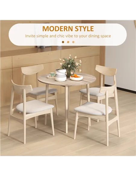 HOMCOM Folding Dining Table for 4, Round Drop Leaf Table, Modern Space Saving Small Kitchen Table with Wood Legs for Dining Room