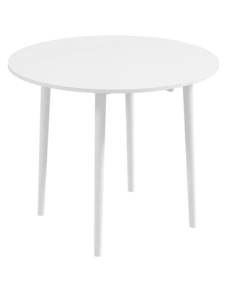 HOMCOM Folding Dining Table for 4, Round Drop Leaf Table, Modern Space Saving Small Kitchen Table with Wood Legs for Dining Room