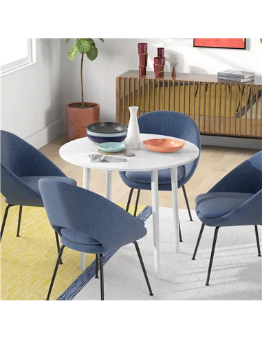 HOMCOM Folding Dining Table for 4, Round Drop Leaf Table, Modern Space Saving Small Kitchen Table with Wood Legs for Dining Room