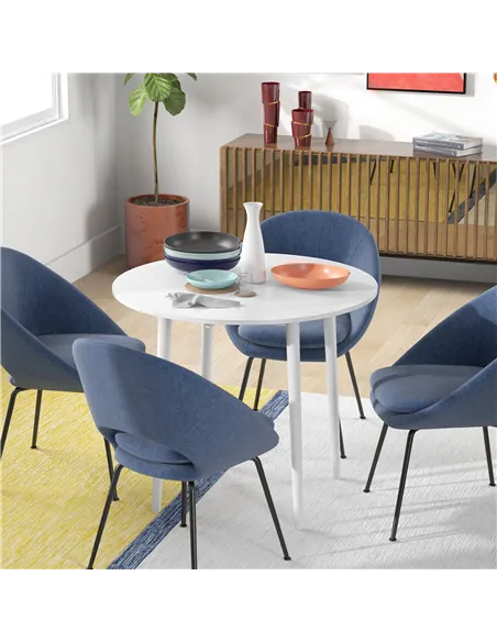 HOMCOM Folding Dining Table for 4, Round Drop Leaf Table, Modern Space Saving Small Kitchen Table with Wood Legs for Dining Room