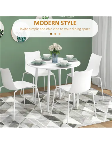 HOMCOM Folding Dining Table for 4, Round Drop Leaf Table, Modern Space Saving Small Kitchen Table with Wood Legs for Dining Room